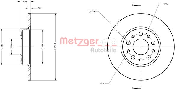 METZGER Hátsó féktárcsa 6110828_METZ